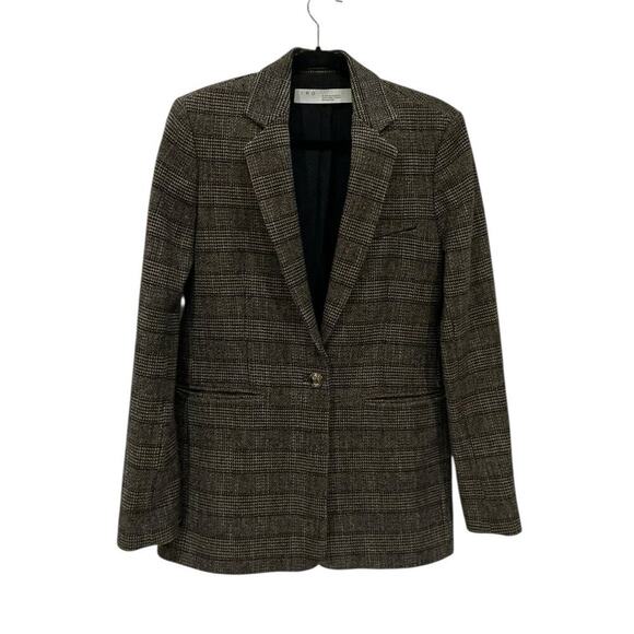 IRO Houli Plaid Tweed Blazer Jacket Brown FR 36 US 4 Oversized Wool Check - Picture 4 of 13